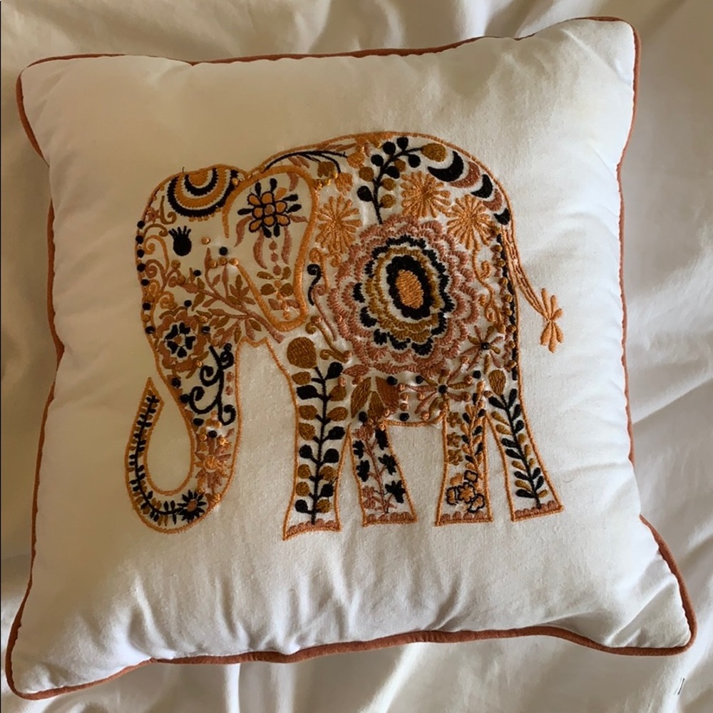 boho embroidered elephant throw pillow
